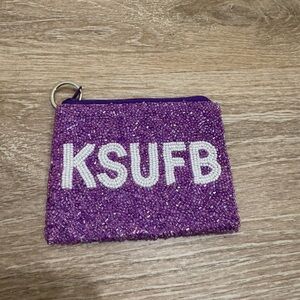 Purple Beaded Keychain Pouch Kansas State University Football KSUFB